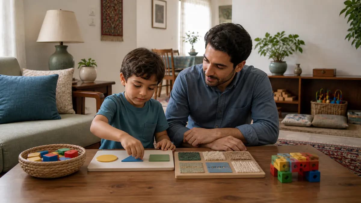 کودک از میان فعالیتها و ابزارهای در دسترس انتخاب میکند و مراقب همسطح او همراهی میکند