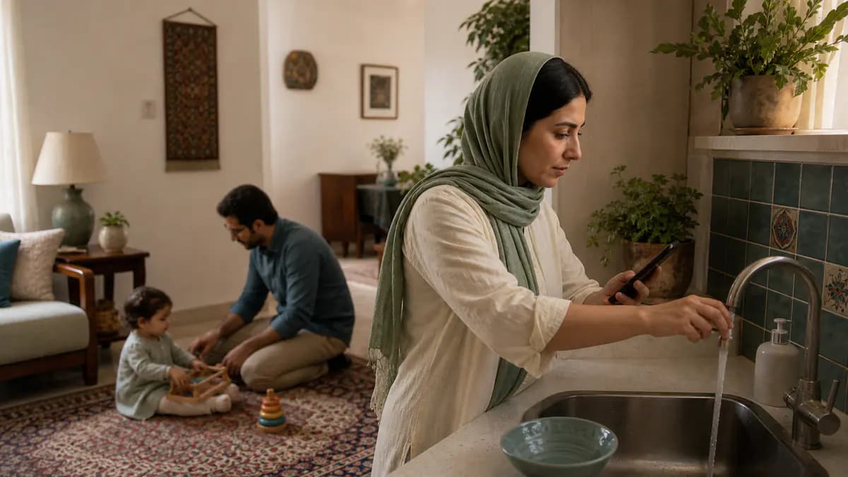 مراقب پس از دور نگهداشتن کودک از منبع گرما، شیر آب خنک و تلفن را برای کمک اولیه آماده کرده است