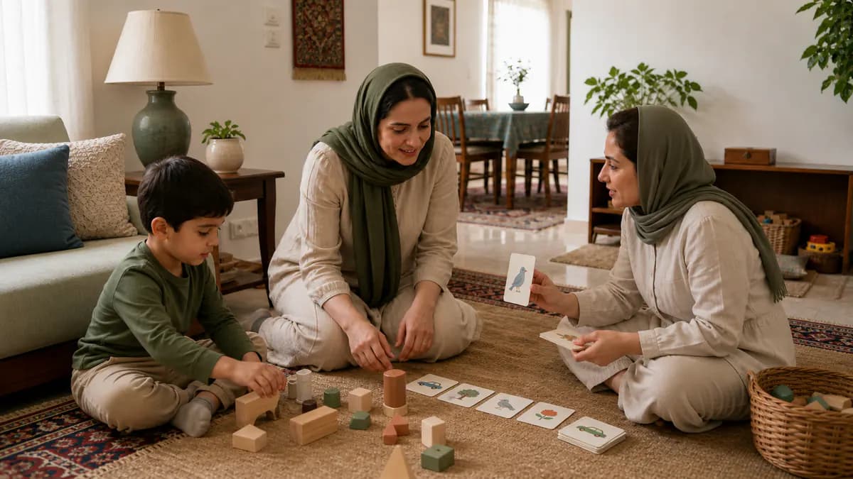 متخصص رشد یک ارزیابی بازیمحور و بدون فشار را با مشارکت کودک و والد انجام میدهد